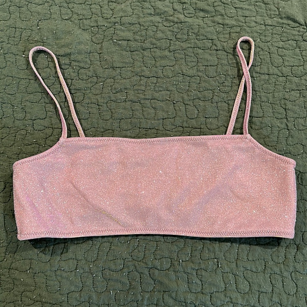 PacSun Pink GLITTER Bralette Bikini Top